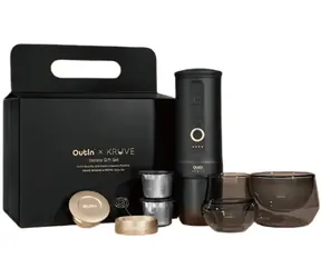 Outin Nano Kruve čierno-zlatá / Prenosný kávovar na espresso / 20 bar / 100 W / darčeková sada