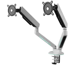 One For All DM8220 biela / Držiak pre monitor / Rameno pre 2 monitory / RGB podsvietenie / nosnosť 28 kg