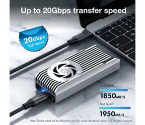 GrauGear G-M206-20G-F / Externý rámček SSD / M.2 NVMe / USB-C 3.2 Gen2x2 / 20 Gbit/s