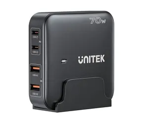 Unitek P1228ABK01- EU čierna / Nabíjačka / GaN / 70W / 2x USB-C / 2x USB-A