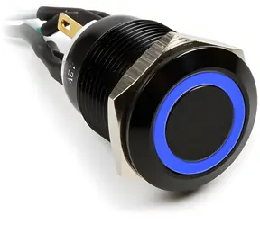 Impactics Vandal tlačidlo 19mm čierna / Spínač / IP65 / modrá LED