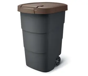 Prosperplast Wheeler 90 l antracitová, hnedé veko / Popolnice / Plast / S kolieskami / 39,4x78,3 cm