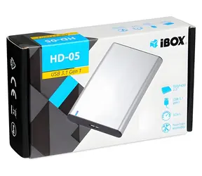 ibox HD-05 sivá / Externý box pre 2.5" HDD/SSD / USB 3.2 Gen 1 / SATA III / UASP