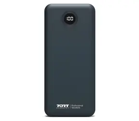 PORT CONNECT vstavané USB-C káble 10 000 mAh čierna / Powerbanka / LCD displej / USB-C PD / USB-A QC
