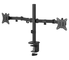 Savio UM-03 čierna / Stolný držiak pre 2 monitory / 17-32" / VESA 100x100 / naklápací, otočný