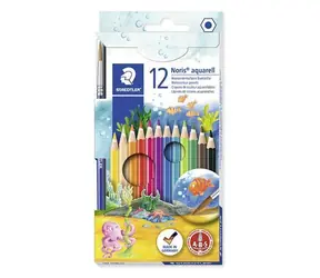 Staedtler Noris aqua / Akvarelové pastelky / 12 ks / drevené / kartónové púzdro