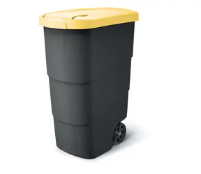 Záhradná nádoba WHEELER 90 l antracit, žlté veko / Popolnice / Plast / 78,3×39,4 cm