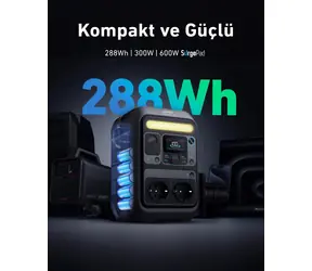 Anker SOLIX C300X sivá / Prenosná elektráreň / 288 Wh / 300 W / USB-C PD 140 W