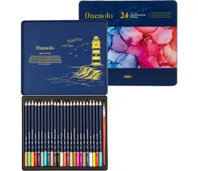 Finenolo Akvarelové pastelky v plechovej krabičke / Pastelky / 24 farieb / šesťhranné / 3 mm tuha / lipové drevo