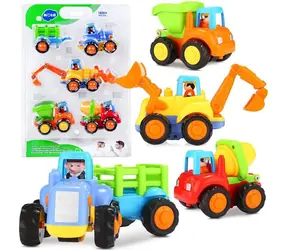 Sada stavebných vozidiel / Hračka / 4 ks / bager, sklápač, miešačka, traktor s prívesom / plast