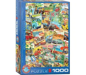 EUROGRAPHICS Puzzle Retro cestovateľská koláž / 1000 dielikov / 48 x 68 cm