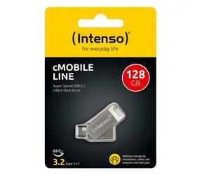 INTENSO cMOBILE Line strieborná / USB flash disk / USB-C a USB-A / 128GB / USB 3.2 Gen 1