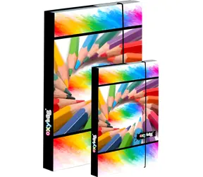 OXYBAG Box na zošity A4+A5 Pastelky / Box na zošity / laminovaný / zatváranie na gumičku
