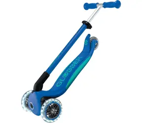 GLOBBER Kolobežka Primo Foldable PLUS Lights tmavo modrá/tyrkysová / Skladacia / Trojkolesové / Osvetlené kolesá