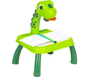 ECOTOYS Kresliaca tabuľa s projektorom Dinosaurus zelená / 3 tematické disky / 12 fixiek / 38x30x24 cm