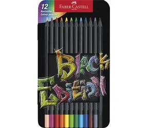 Faber-Castell Pastelky Black Edition / 12 ks / Kovové púzdro / mix farieb