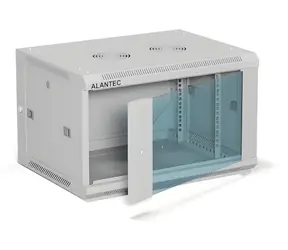 Alantec nástenný rozvádzač 19" 6U 600x450 sivý / Rozvádzač / 19" / 6U / 600x450 mm / sklenené dvere / Flat pack