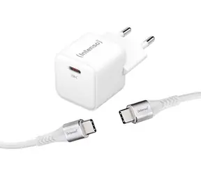 INTENSO W30C GaN biela / Nabíjačka / USB-C / PD 3.0, QC 4.0 / 30W / vr. kábla USB-C 1,5 m