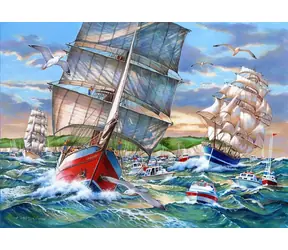 HOP Puzzle Plachetnica / 1000 dielikov / nepravidelné dieliky / plagát A3