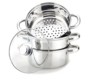 Maestro MR-2900-24 strieborná / Hrniec na varenie v pare / 24 cm / 5 l / sklo, nerez