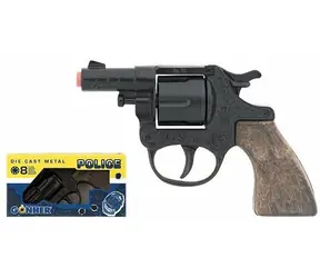 GONHER Revolver policajný kovový malý / Hračka na kapsule / 8 nábojov