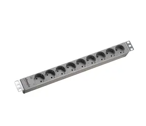 Bachmann 19" PDU hliník sivá / PDU / 9x zásuvka / 1U / 2 m / bez spínača