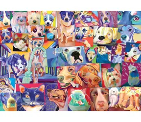 GIBSONS Puzzle Svet mačiek a psov / 1000 dielikov / 68 x 49 cm