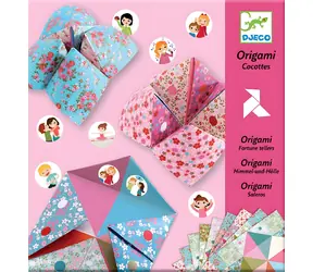 DJECO Origami Nebo, peklo, raj ružová / 24 hárkov / 192 samolepiek / od 6 rokov