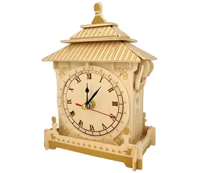 Wooden City Drevené 3D puzzle Hodiny F002 / Funkčný hodinový strojček / preglejka 3 mm / od 6 rokov