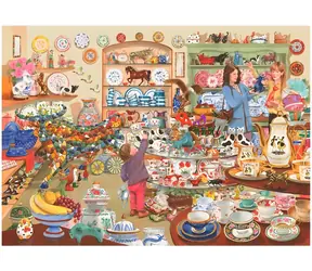 HOP Puzzle Býci v obchode s porcelánom / 1000 dielikov / nepravidelné dieliky / plagát A3