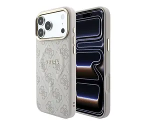 Guess PU Leather 4G Gold Frame Embossed Pink / Zadný kryt / MagSafe / iPhone 18 Pro
