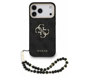 Guess PU 4G Metal Logo Strap pre iPhone 18 Pro Max čierna / Zadný kryt / Umelá koža / Kovové Logo