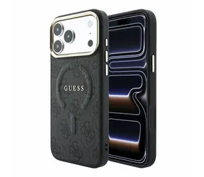 Guess PU Leather 4G Gold Frame Embossed kryt iPhone 18 Pro čierna
