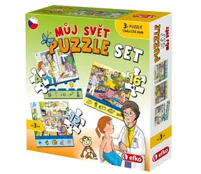 EFKO Puzzle Môj svet 3v1 / 4, 12, 16 dielikov / 15,4 × 15,4 cm / od 3 rokov