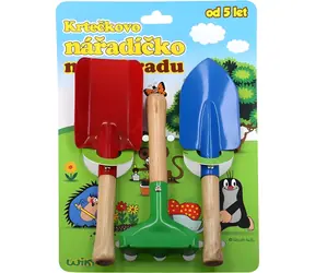 TEDDIES Sada záhradného náradia Krtko / 3 ks - lopatka, hrable, rýľ / kov a drevo / od 5 rokov
