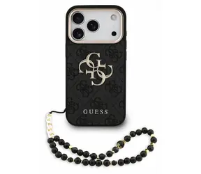 Guess PU 4G Metal Logo Strap pre iPhone 18 Pre čierna / Zadný kryt / Umelá koža / Kovové Logo