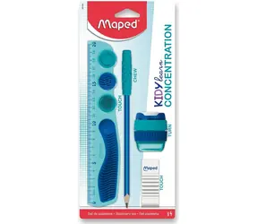 Maped Kidy Learn Concentration / Súprava školských potrieb / 4 ks / pravítko, guma, strúhadlo, ceruzka