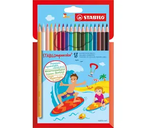 Stabilo Aquacolor / Pastelky / 18 farieb / akvarelové / priemer tuhy 2,8 mm