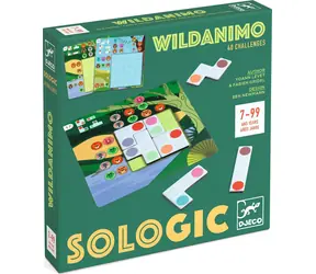 DJECO Vrecková hra Sologic - Wildanimo / Hlavolam / 40 kariet / 7 drevených cestičiek