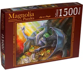 MAGNOLIA Puzzle Modrý drak s pokladom / 1000 dielikov / 68 x 48 cm