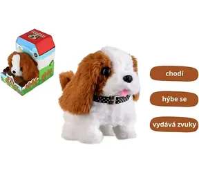 TEDDIES Plyšový psík Max / Interaktívna hračka / Chôdza dopredu a dozadu / Zvuk štekanie / 2x AA