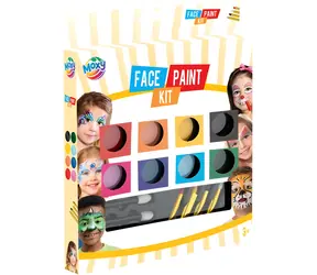 MOXY Sada na maľovanie na tvár 16 ks / Farby na tvár / 8 farieb + 4 ceruzky / Hubička a aplikátory