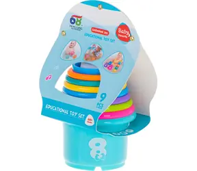 KIK Skladacia pyramída Čísla a ovocie / 9 téglikov / Plast / Výučba počítania
