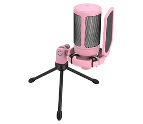 FIFINE A6V ružová / Stolný mikrofón / Kardioidné / RGB podsvietenie / USB-C / statív