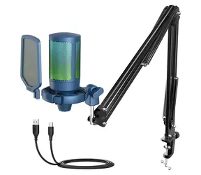 FIFINE AmpliGame A6T RGB modrá / Herný mikrofón / USB / kondenzátorový / dotykové stlmenie