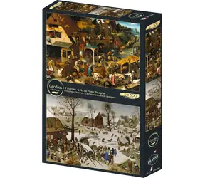 GRAFIKA Puzzle Flámske príslovia a Sčítanie ľudu v Betleheme / 2x500 dielikov / 47 × 34 cm