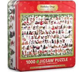 EUROGRAPHICS Puzzle v plechovej krabičke Vianočné psy