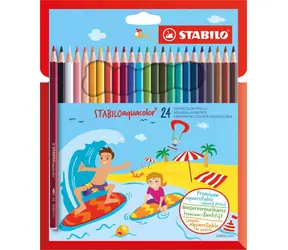 STABILO Súprava pasteliek Aquacolor / 24 farieb / akvarelové, rozpustné vo vode / priemer tuhy 2,8 mm