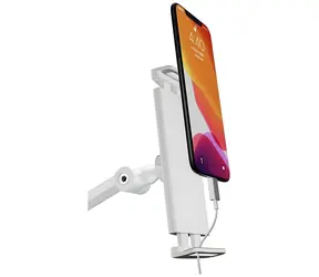 4smarts ErgoFix H1 biela / Stolný držiak na telefón a tablet / Hliník / Otočný 360° / 4,7-15,6"