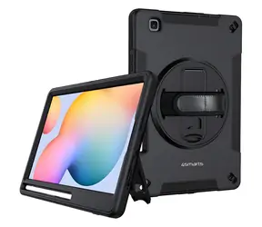 4smarts Rugged Case Grip pre Samsung Galaxy Tab S6 Lite čierne / Odolné púzdro s úchytom / Stojanček 360°, MIL-STD-810H